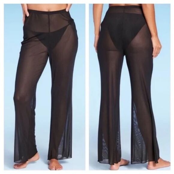 NWT- Wild Fable- high rise mesh cover up flare pants- Size Medium - Picture 1 of 8